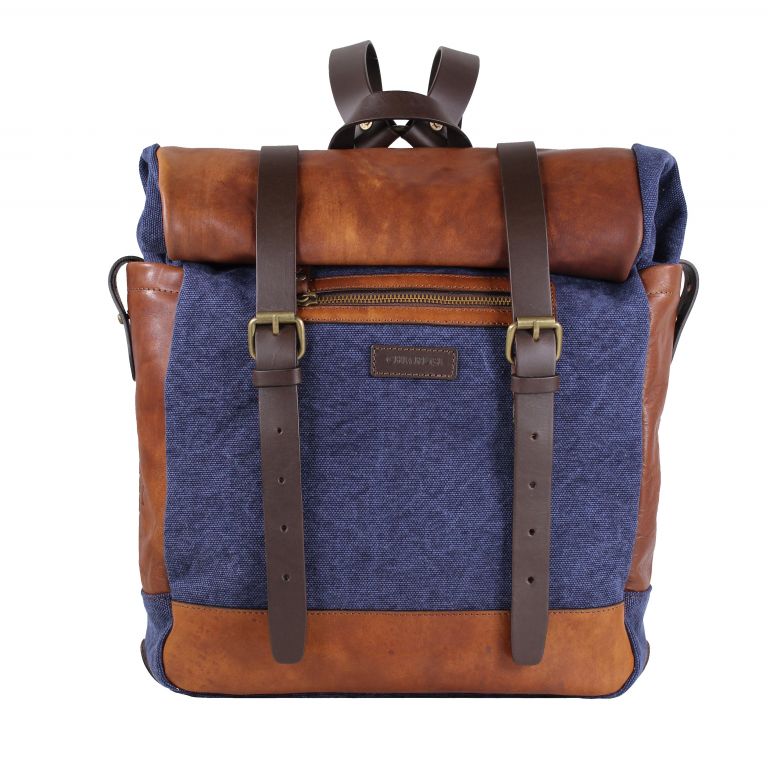 SKYE LEATHER AND CANVAS ROLL ON TOP BACKPACK foto 1